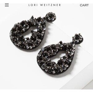 Lori Weitzner Women's Charcoal Classic Sparkly Beaded Elegant Clio Earrings NWOT